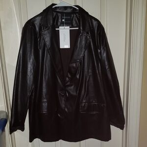 BLOOMCHIC Dark Brown Faux Leather 2 Button Blazer Size 18 20